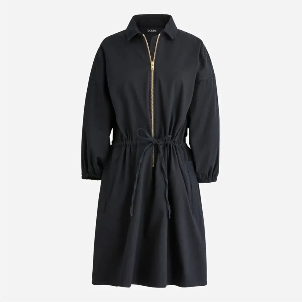 J. Crew cinched zip-up dress in drapey cotton. Size L. NWT.